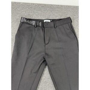 Mauvais Pants Mens 32 Black Stretch Tapered Dress Trousers Zip Fly‎ Belt Chino